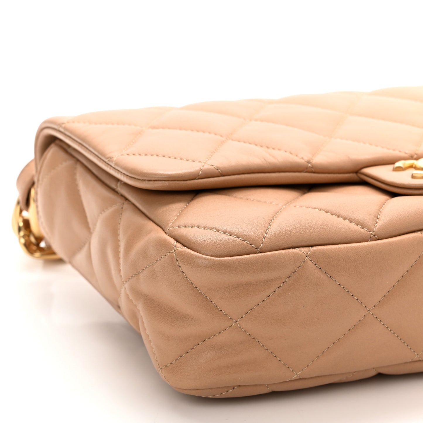 Lambskin Quilted Large CC Funky Town Flap Beige