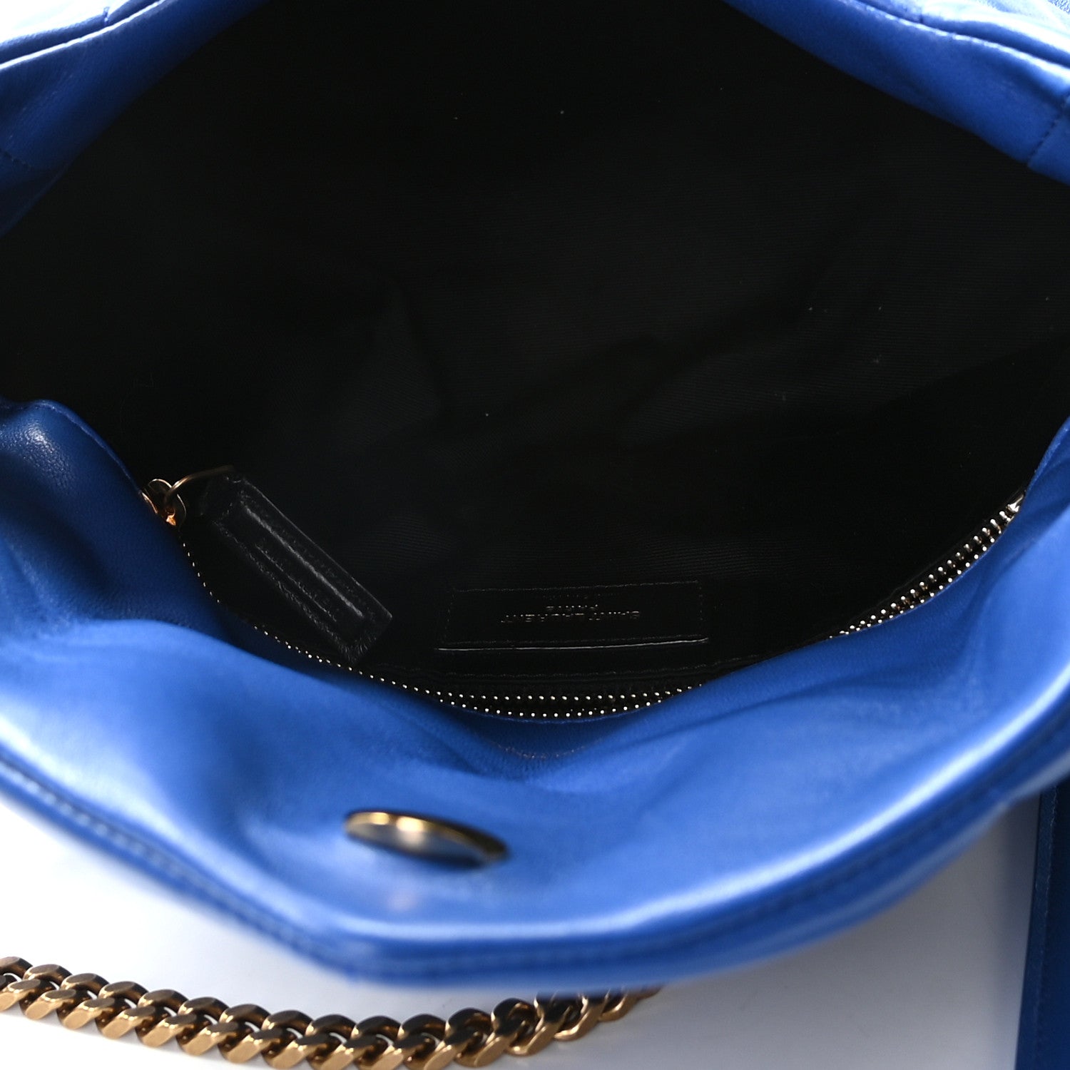Saint Laurent Lambskin Quilted Small Loulou Puffer Monogram Chain Satchel Majorele Blue 10 of 11