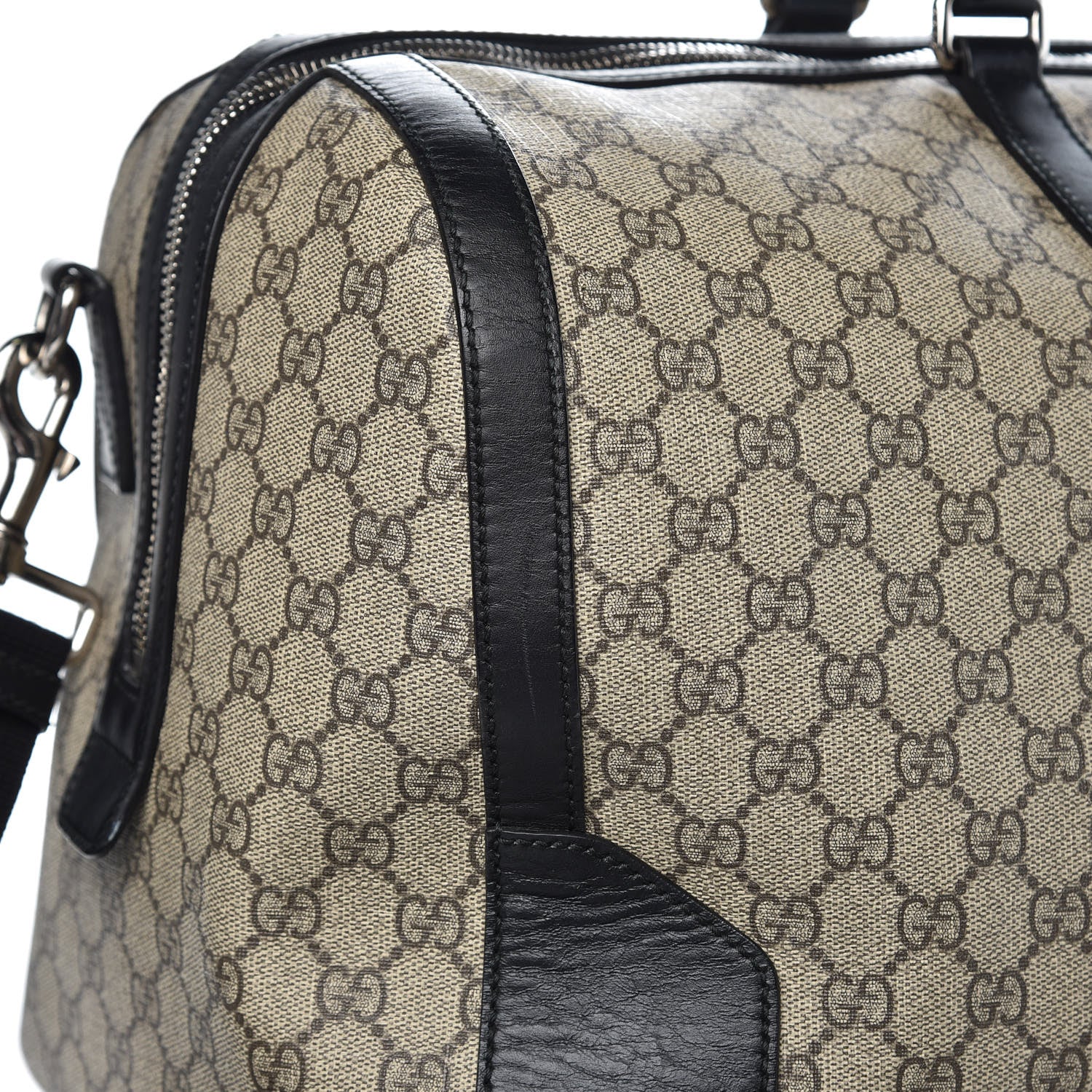 Gucci GG Supreme Monogram Selleria Calfskin Medium Duffle Beige Ebony Black 14 of 15