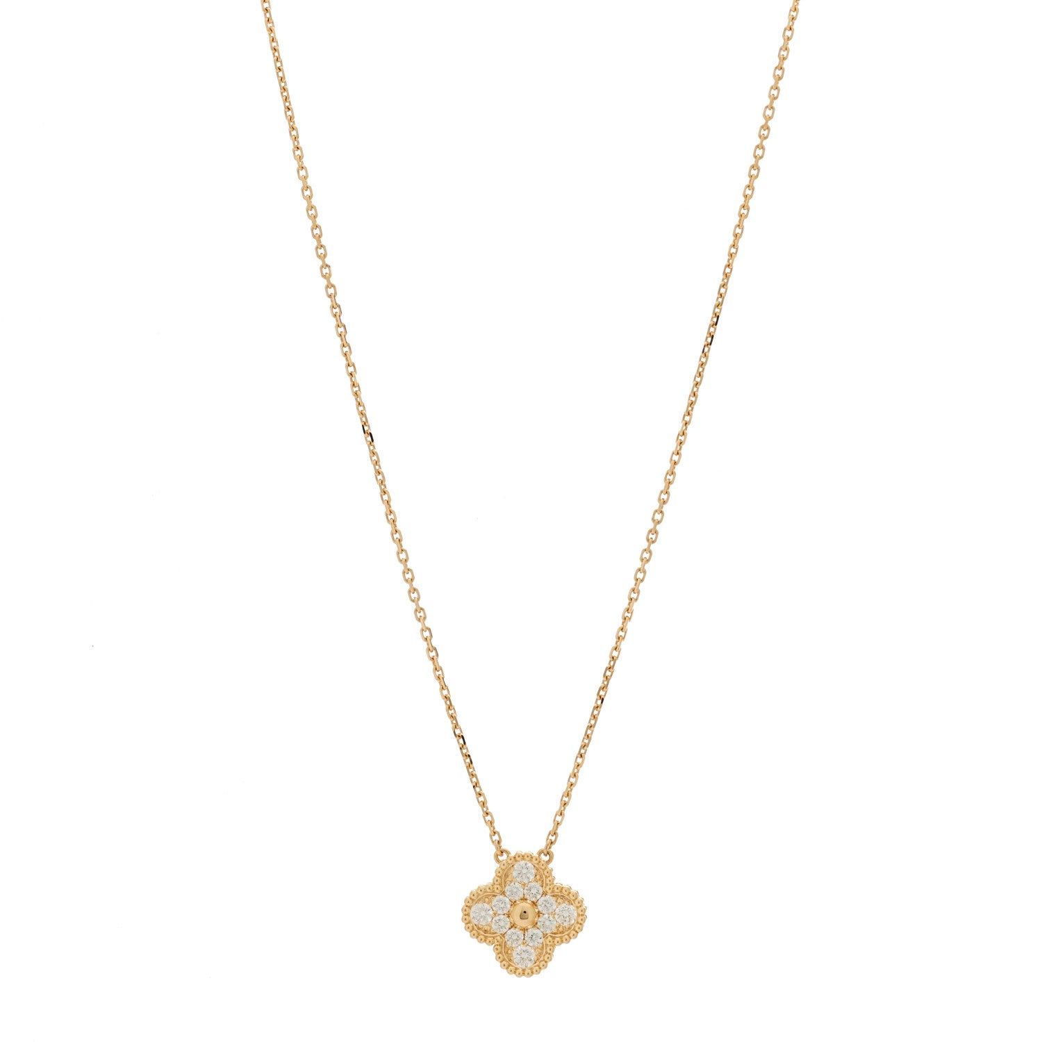 Van Cleef & Arpels 18K Rose Gold Diamond Vintage Alhambra Pendant Necklace 1 of 6