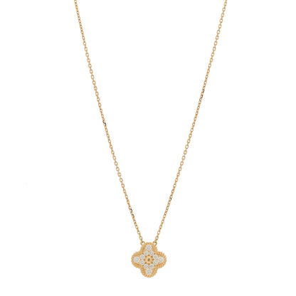 Van Cleef & Arpels 18K Rose Gold Diamond Vintage Alhambra Pendant Necklace 1 of 6