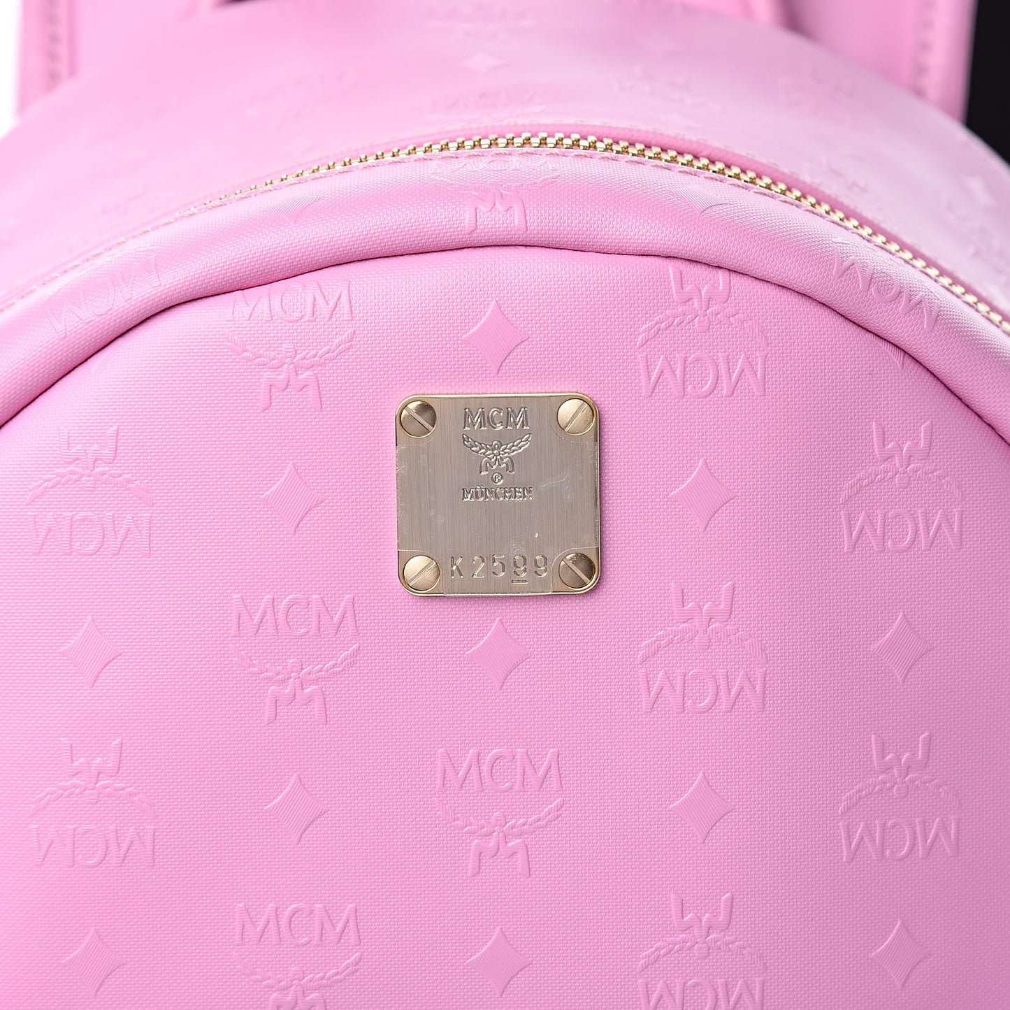 Calfskin Visetos Diamond Printed Small Backpack Pink Cognac