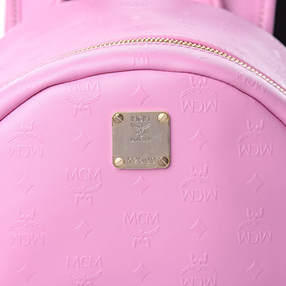 MCM Calfskin Visetos Diamond Printed Small Backpack Pink Cognac 12 of 13