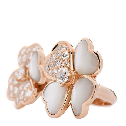 Van Cleef & Arpels 18K Rose Gold Diamond Mother of Pearl Cosmos Between The Finger Ring 52 6 3 of 6