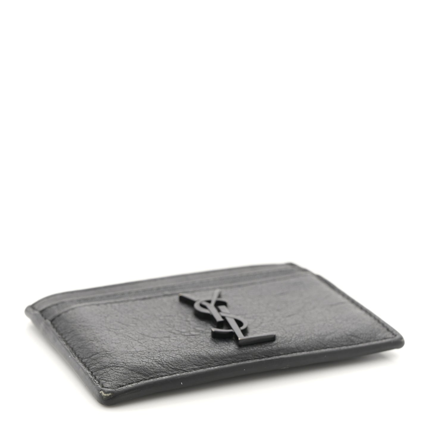 Calfskin Crocodile Embossed Monogram Credit Card Case Black
