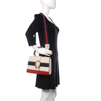 Gucci Calfskin Bamboo Web Medium Dionysus Top Handle Bag White Blue Hibiscus Red 2 of 13
