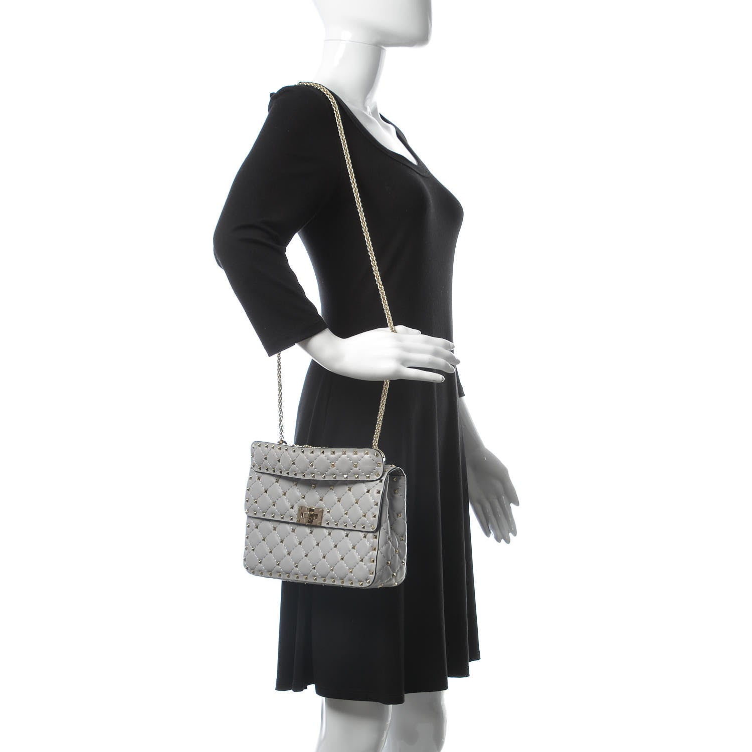 Valentino Garavani Nappa Medium Rockstud Spike Shoulder Bag Pastel Grey 2 of 6