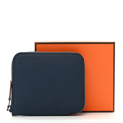Hermes Epsom Silk'In Compact Wallet Bleu de Prusse White Navy Vert Fizz 7 of 7
