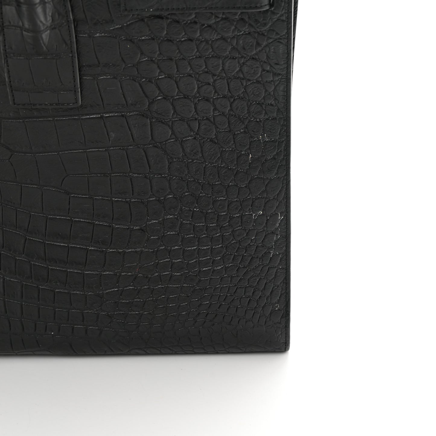 Calfskin Crocodile Embossed Large Sac De Jour Carryall Black