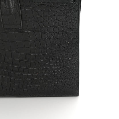 Saint Laurent Calfskin Crocodile Embossed Large Sac De Jour Carryall Black 20 of 26
