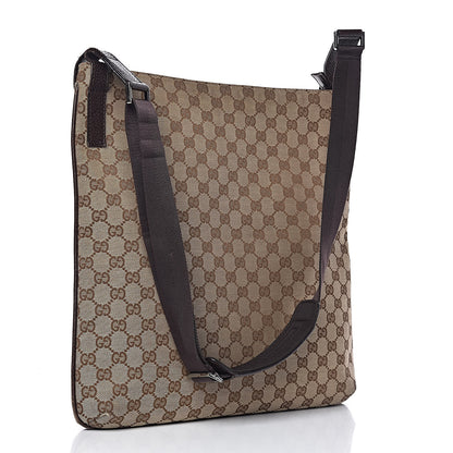 Gucci Monogram Large Flat Messenger Bag Dark Brown 3 of 13