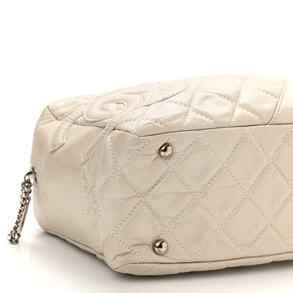 Chanel Aged Calfskin Quilted Cotton Club Bowler Pearl 9 of 10
