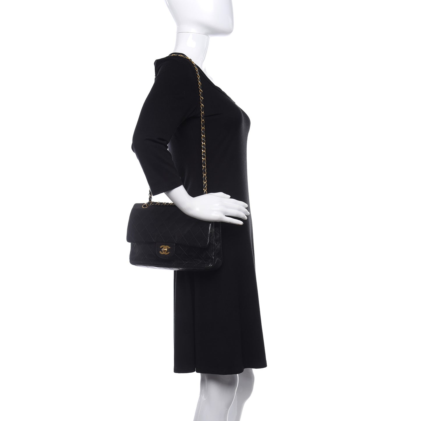 Lambskin Quilted Medium Double Flap Black