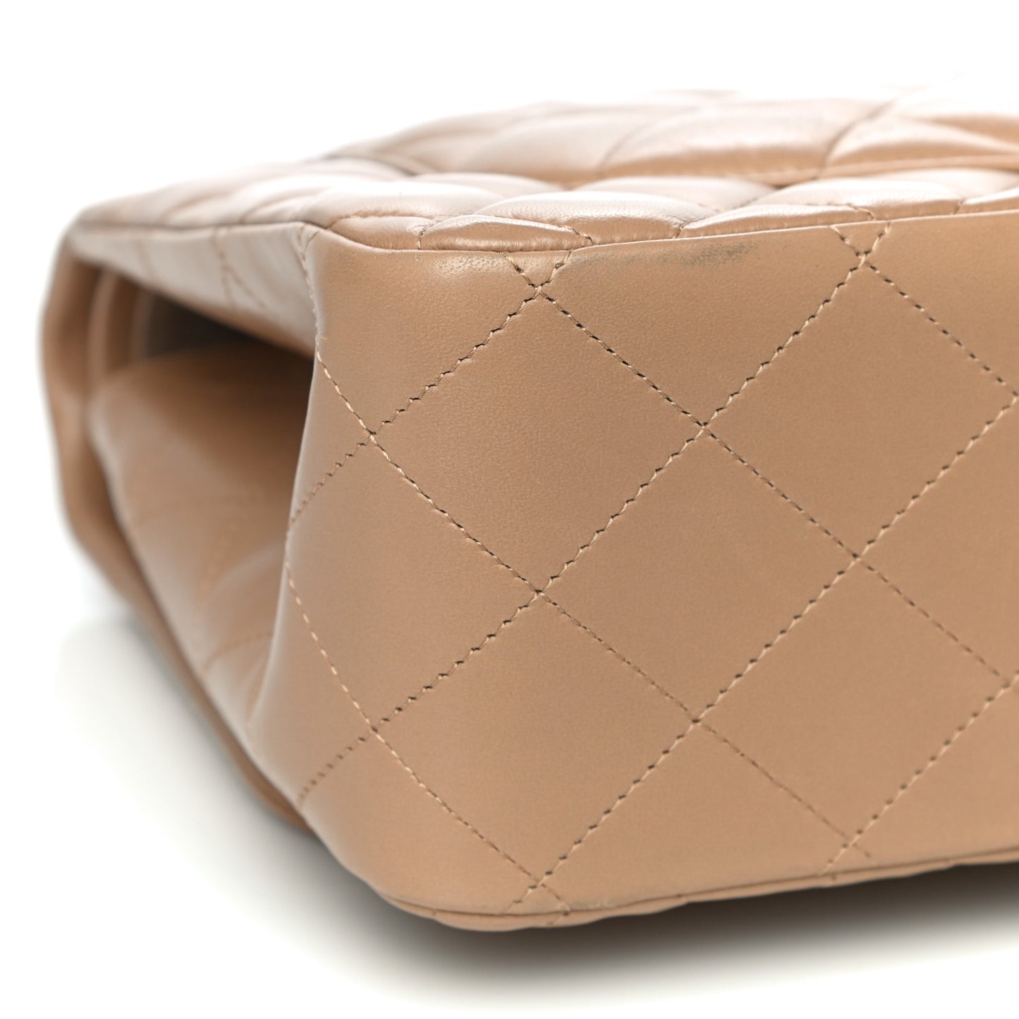 Lambskin Quilted Jumbo Double Flap Dark Beige