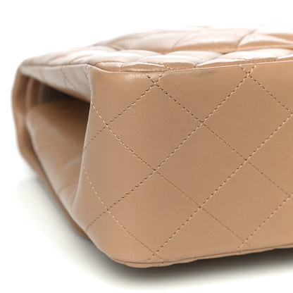 Chanel Lambskin Quilted Jumbo Double Flap Dark Beige 10 of 31