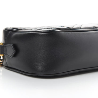 Gucci Calfskin Matelasse Small GG Marmont Chain Shoulder Bag Black 9 of 11