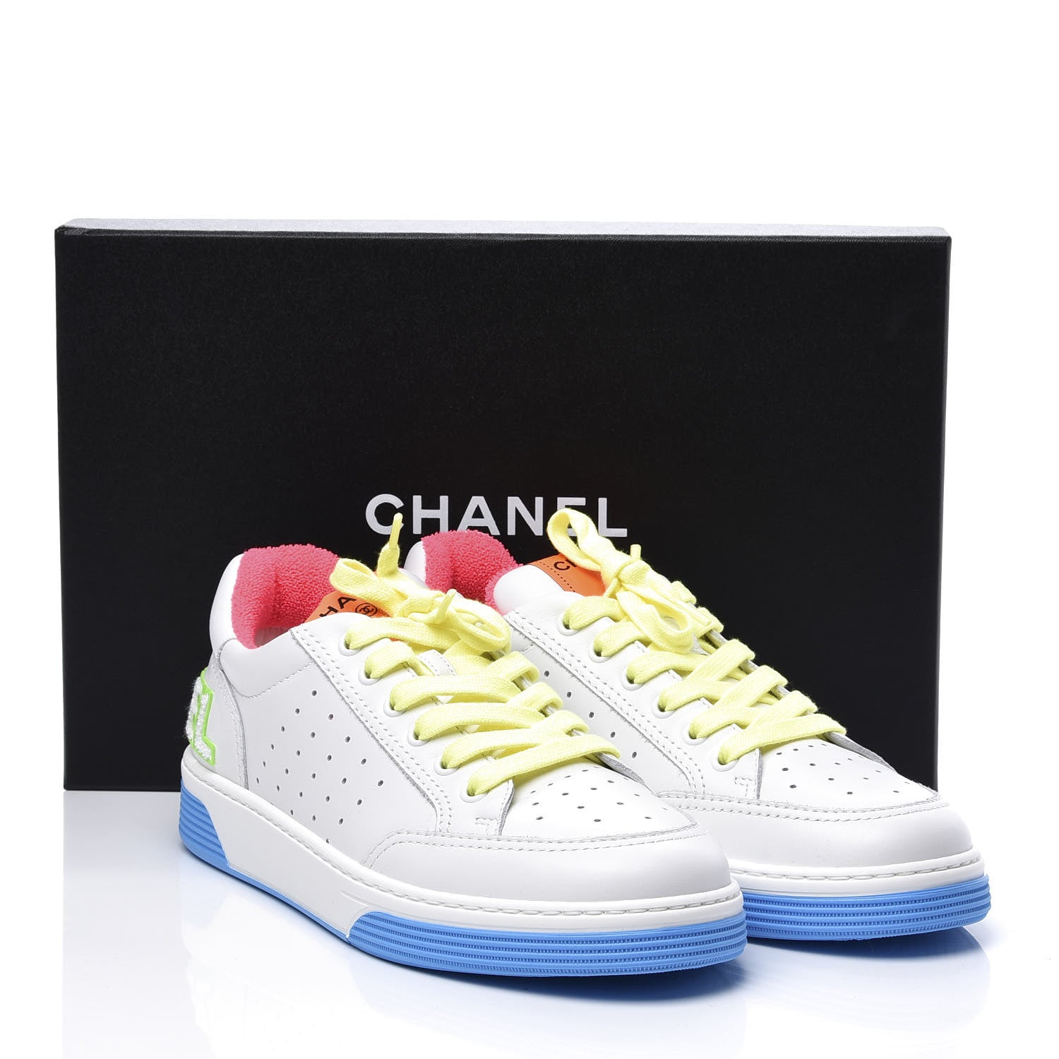 Chanel Calfskin Womens Logo Sneakers 39 White Multicolor 11 of 11