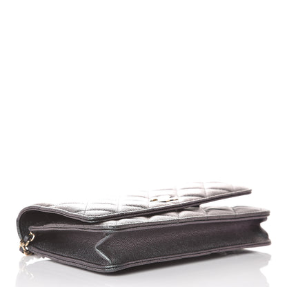 Chanel Iridescent Caviar Quilted Wallet On Chain WOC Black 4 of 10