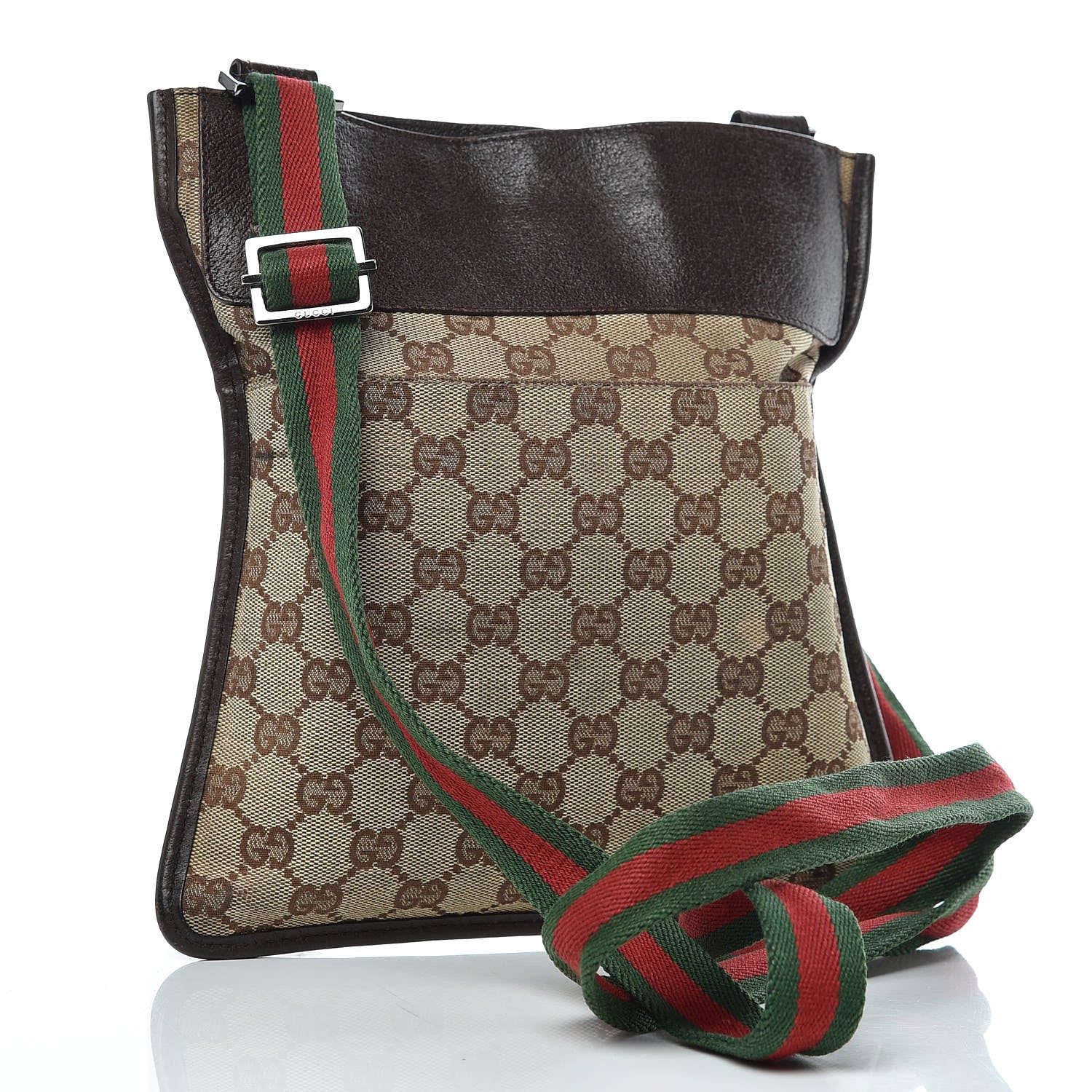 Gucci GG Monogram Web Messenger Crossbody Bag Dark Brown 3 of 12