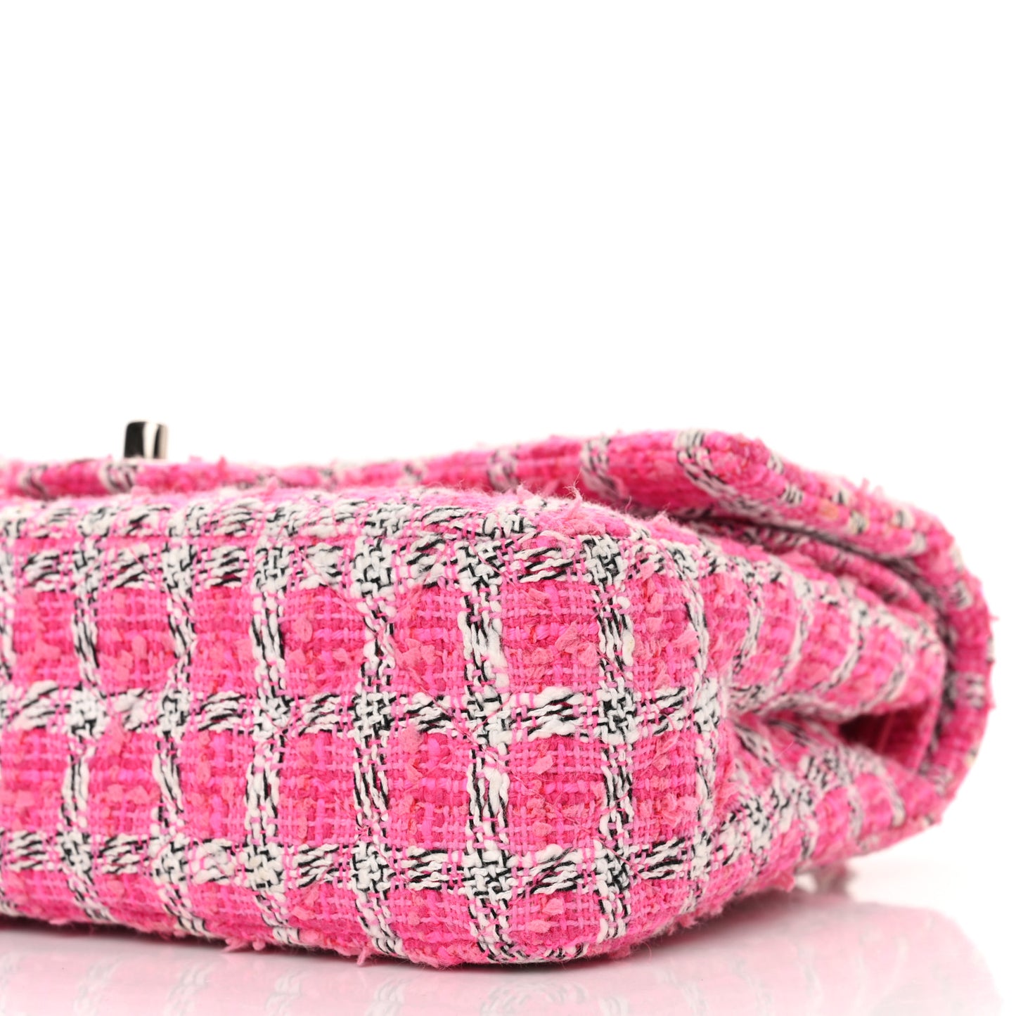 Tweed Quilted Medium Double Flap Hot Pink