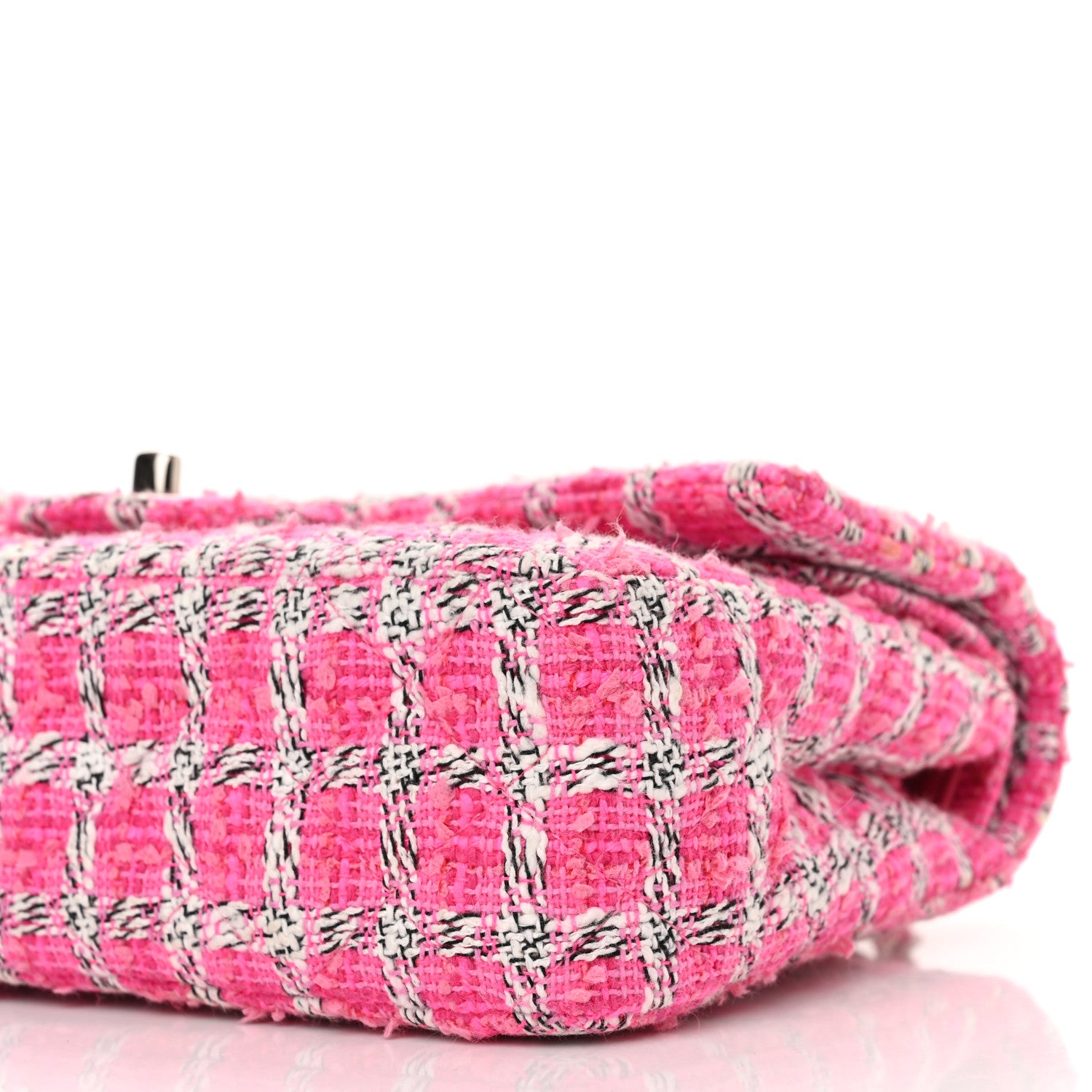 Chanel Tweed Quilted Medium Double Flap Hot Pink 10 of 11
