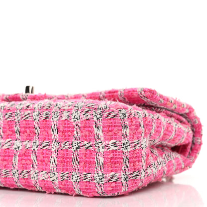 Chanel Tweed Quilted Medium Double Flap Hot Pink 10 of 11