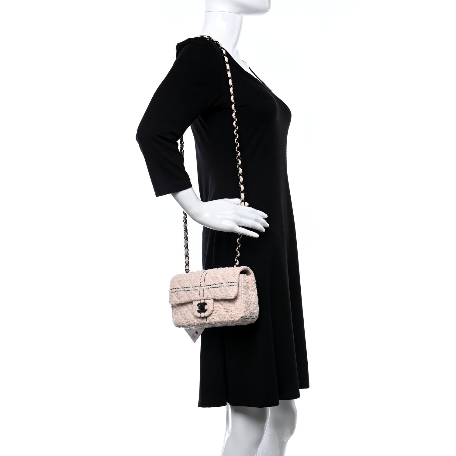 Chanel Tweed Quilted Mini Rectangular Flap Light Pink Black 2 of 10
