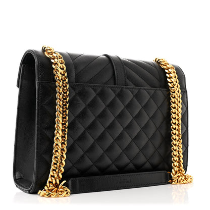 Saint Laurent Grain De Poudre Textured Mixed Matelasse Triquilt Medium Monogram Satchel Black 3 of 10