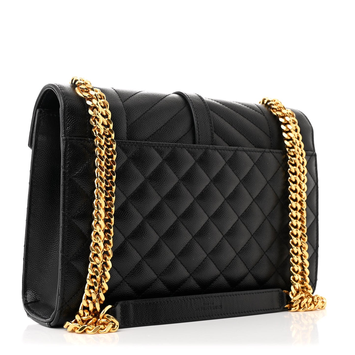 Grain De Poudre Textured Mixed Matelasse Triquilt Medium Monogram Satchel Black