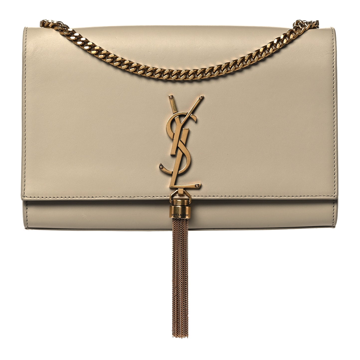 Smooth Calfskin Medium Classic Monogram Kate Tassel Satchel Nude Powder