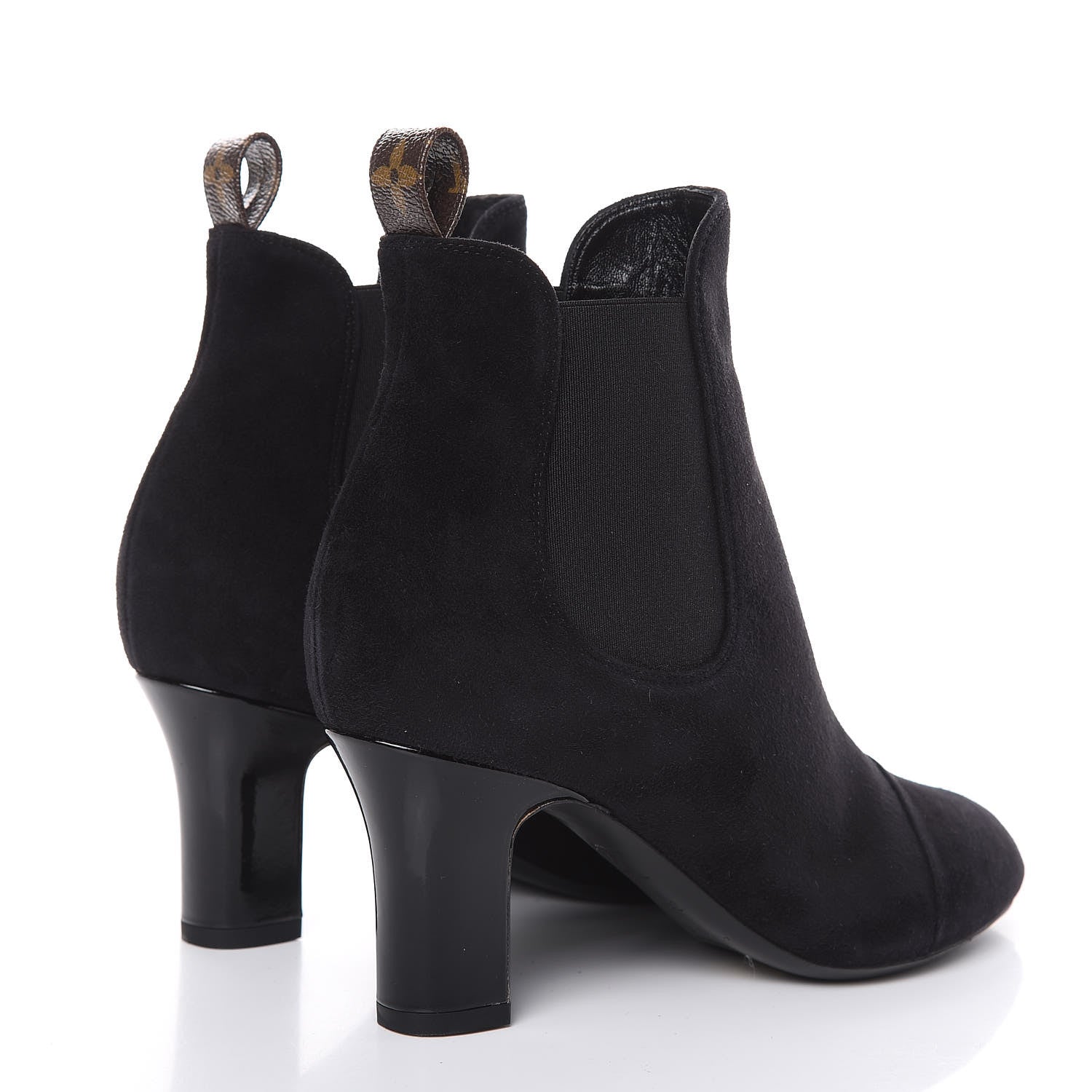 Louis Vuitton Suede Monogram Uniformes Cap Toe Chelsea 75mm Ankle Boots 36.5 Black 4 of 8