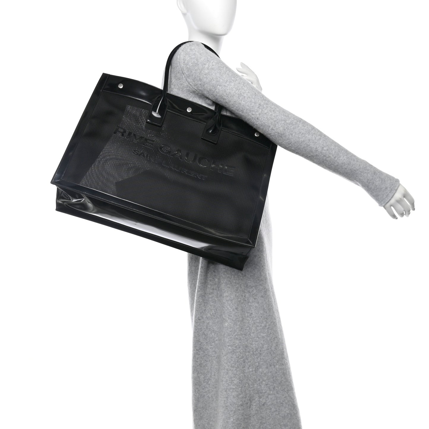 Mesh Patent Rive Gauche Tote Black