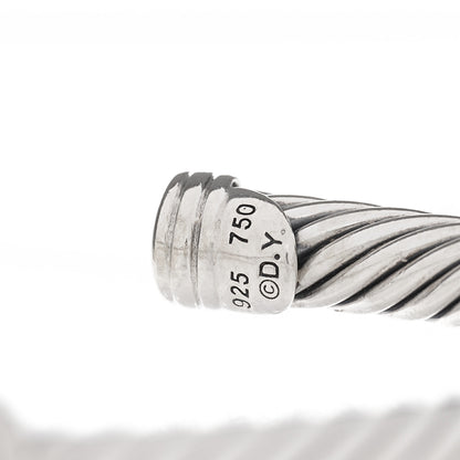 David Yurman Sterling Silver 18K White Gold Diamond 5mm Cable Classics Station Bracelet 3 of 4