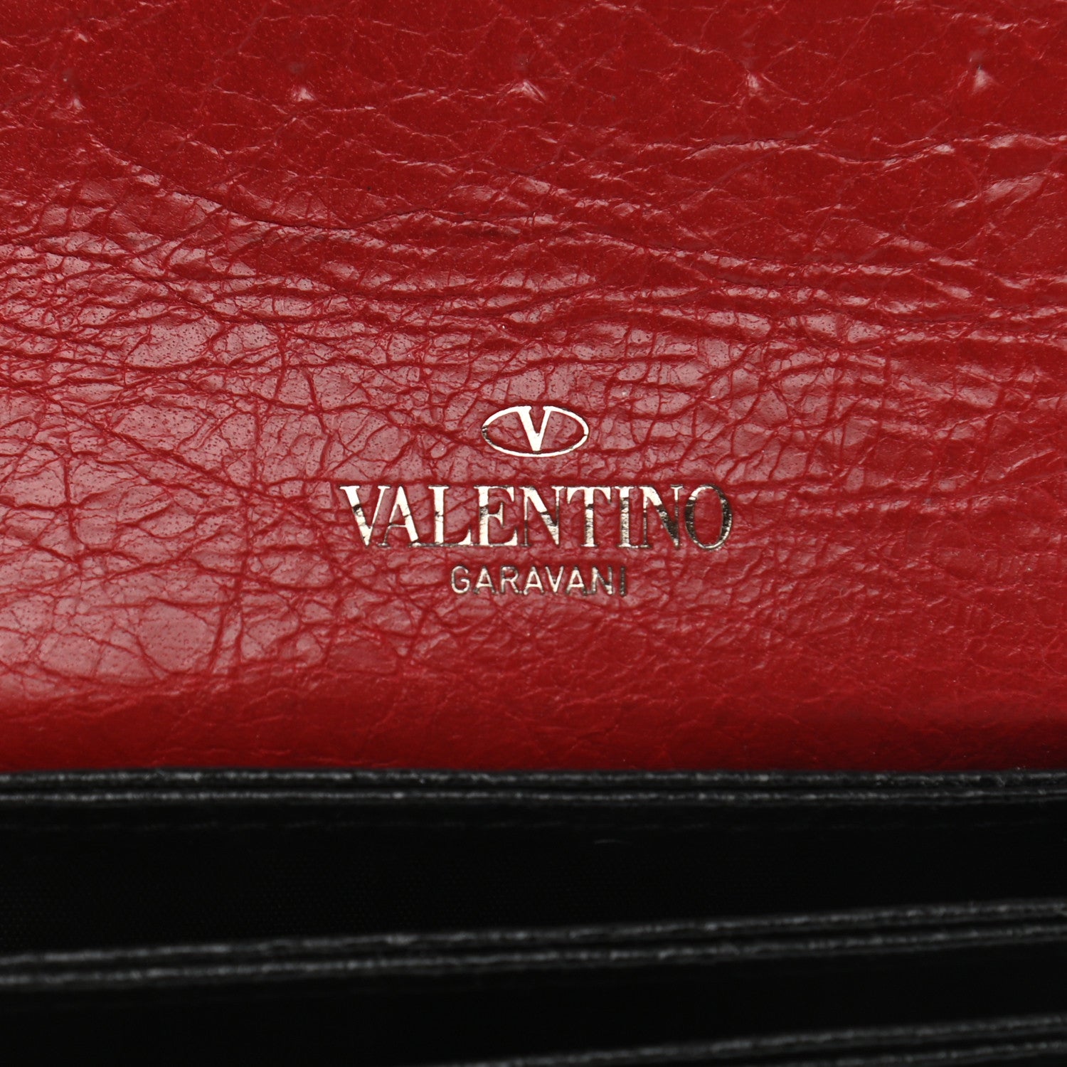 Valentino Garavani Craquele Nappa Rockstud Spike Bi-Fold Card Holder Black 5 of 8