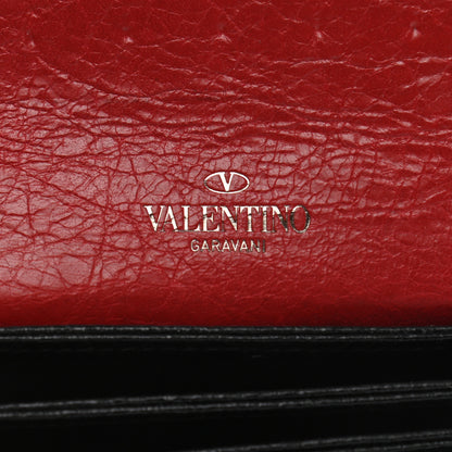 Valentino Garavani Craquele Nappa Rockstud Spike Bi-Fold Card Holder Black 5 of 8