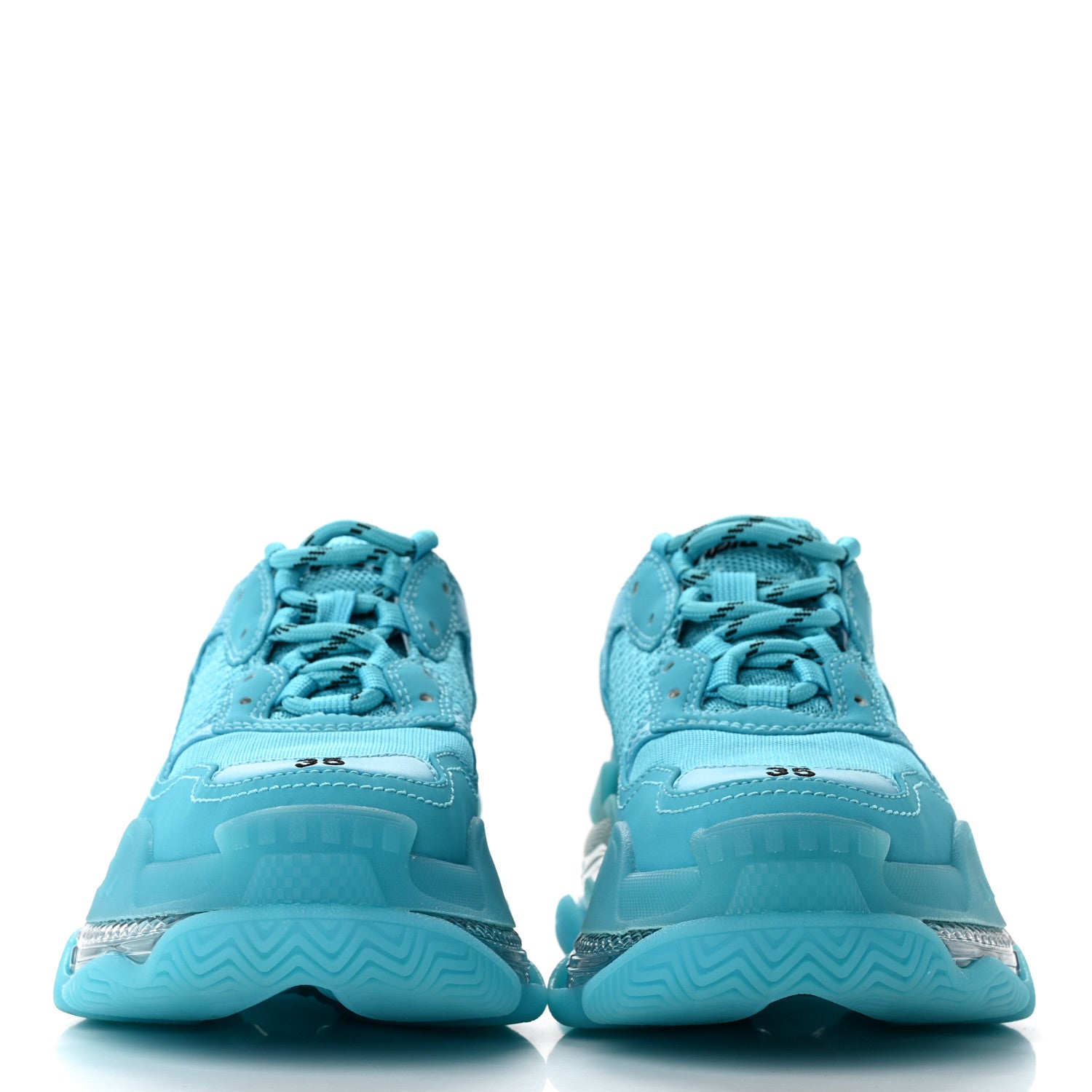Balenciaga Fabric Mesh Clear Sole Womens Triple S Sneakers 35 Turquoise 2 of 11