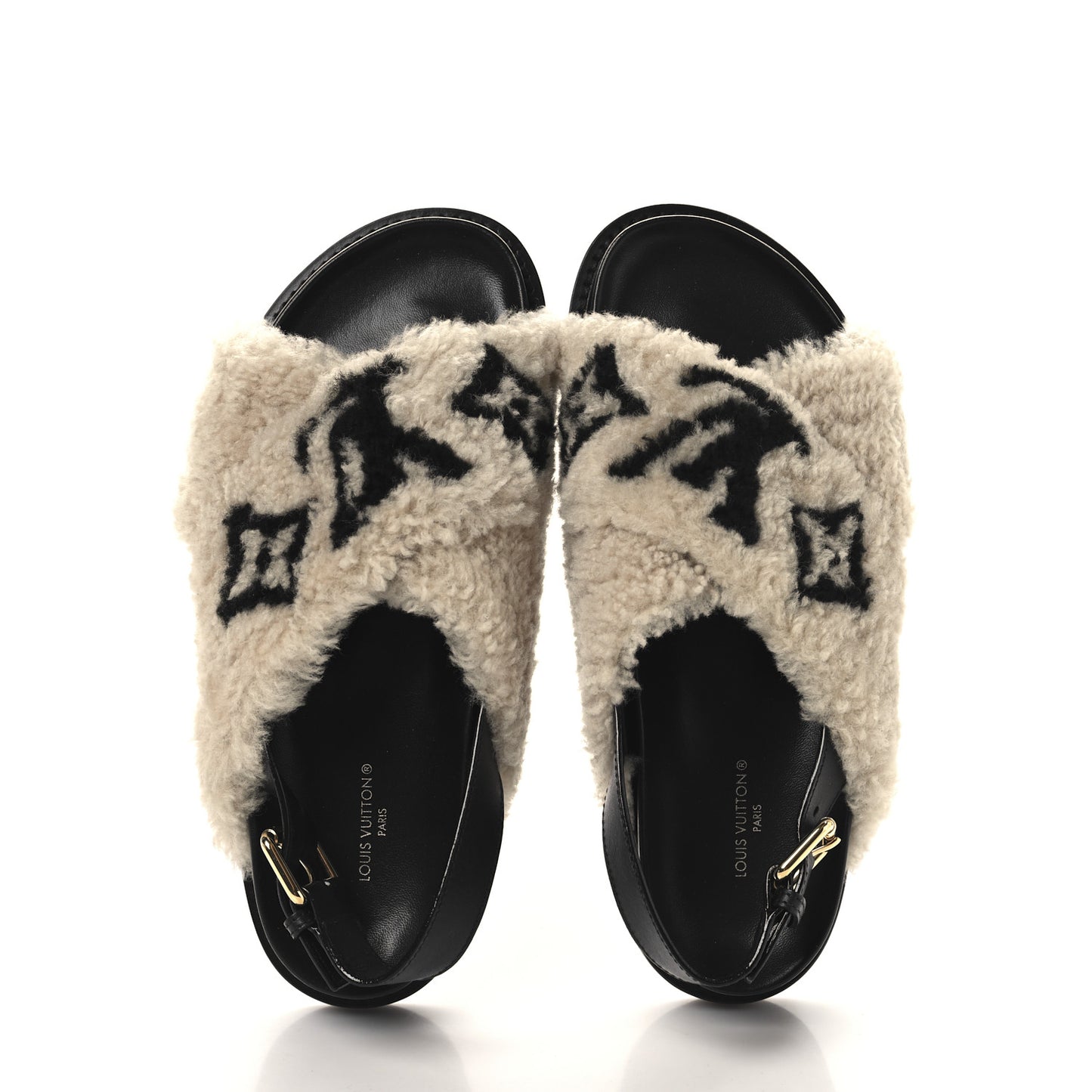 Shearling Paseo Sandals 39 Black