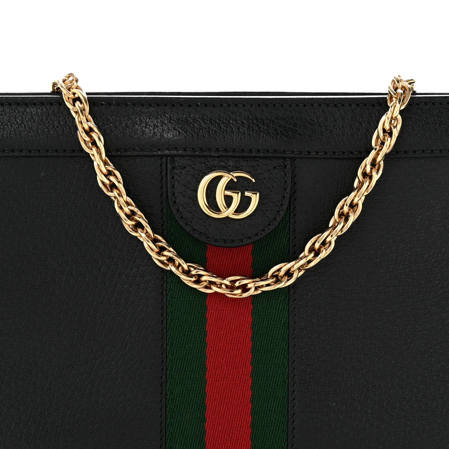Gucci Calfskin GG Web Small Ophidia Chain Shoulder Bag Black 8 of 12