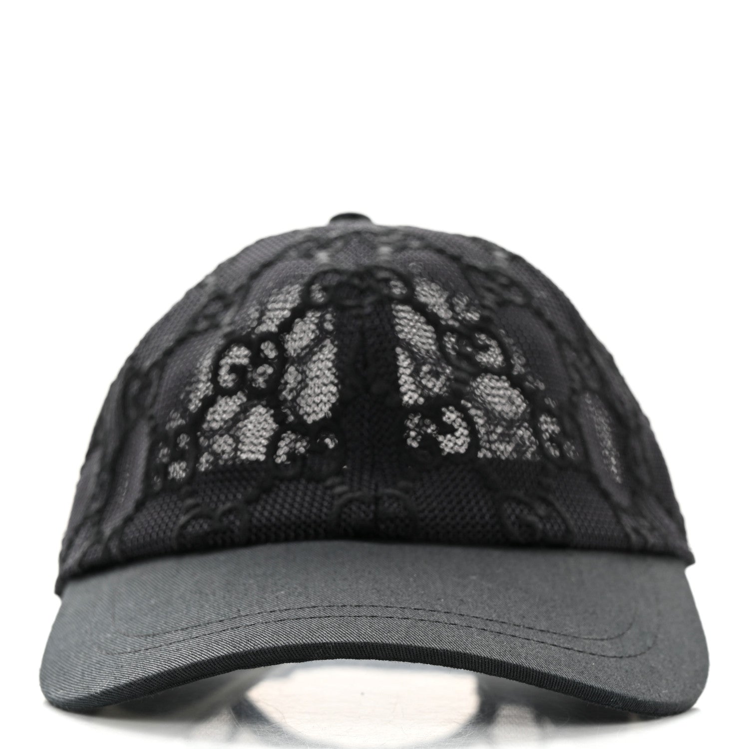 Gucci Mesh GG Monogram Embroidered Shivali Baseball Hat S 56 Black 3 of 10