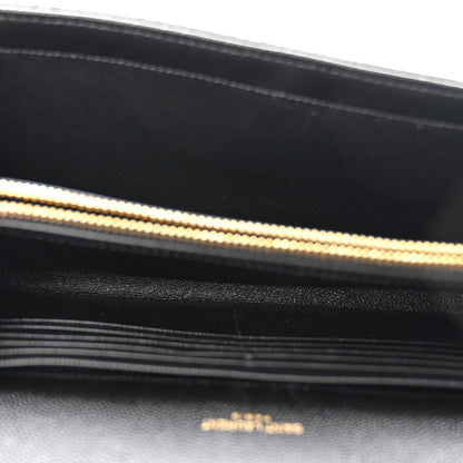 Saint Laurent Grain De Poudre Mixed Matelasse Triquilt Monogram Chain Wallet Black 5 of 10