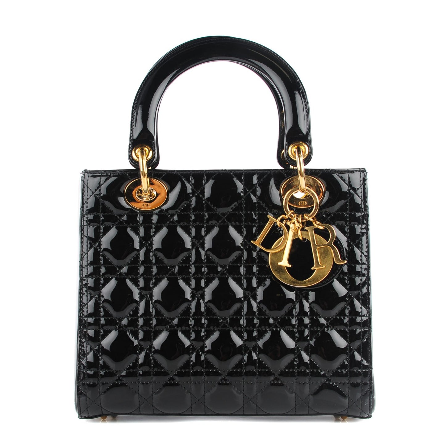 Patent Cannage Medium Lady Dior Black