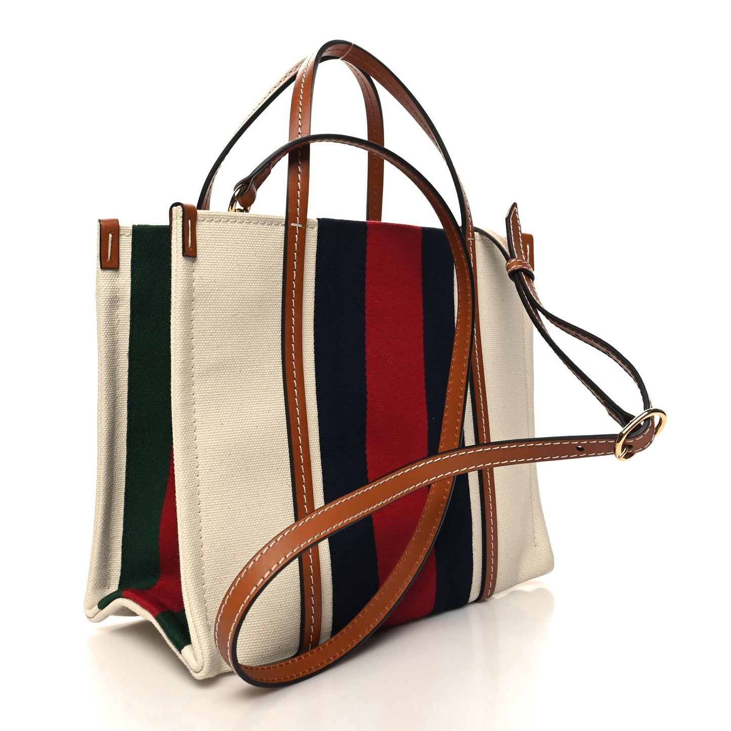 Canvas Calfskin Web Small Interlocking G Tote Bag Red Blue