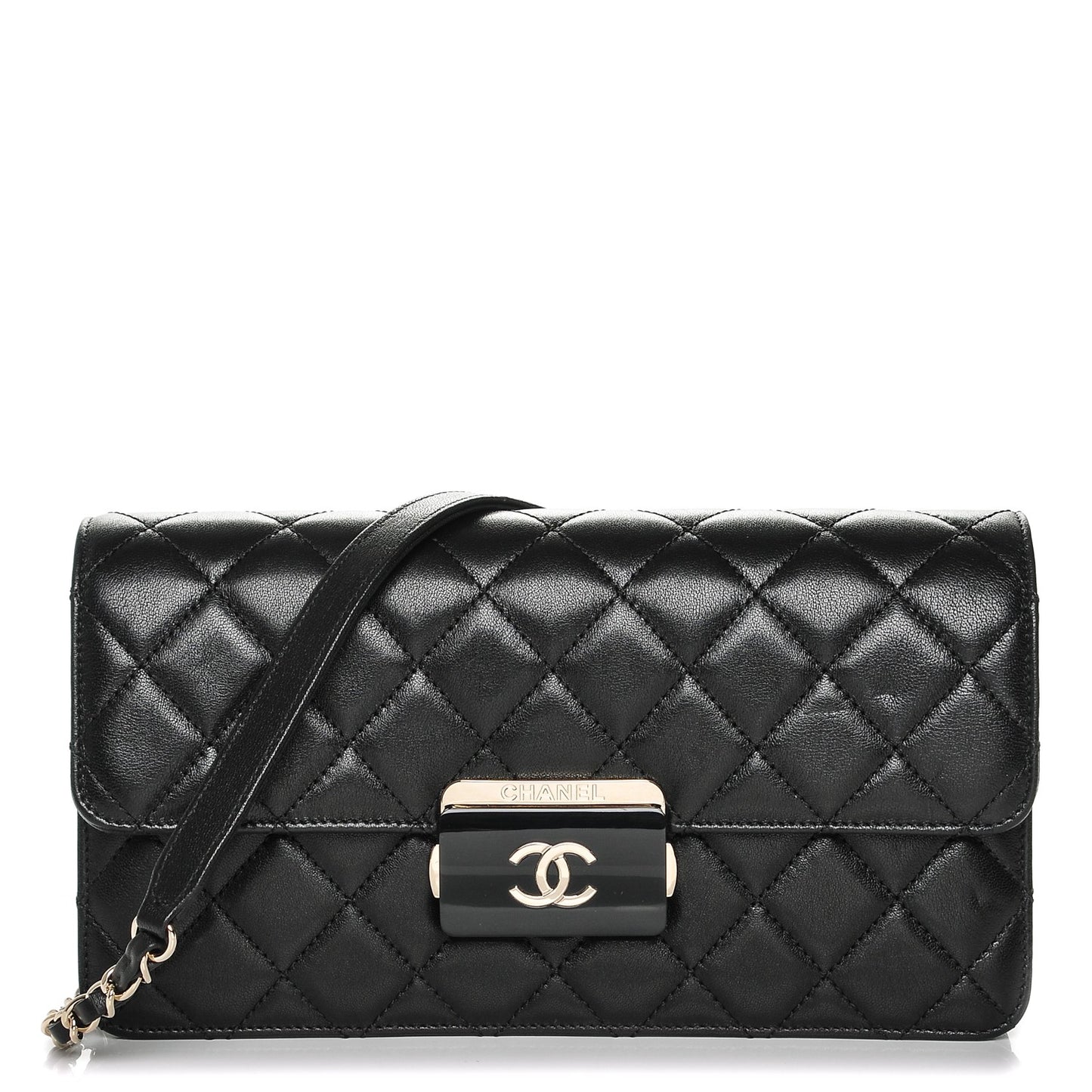Sheepskin Quilted Small Beauty Lock Flap Black