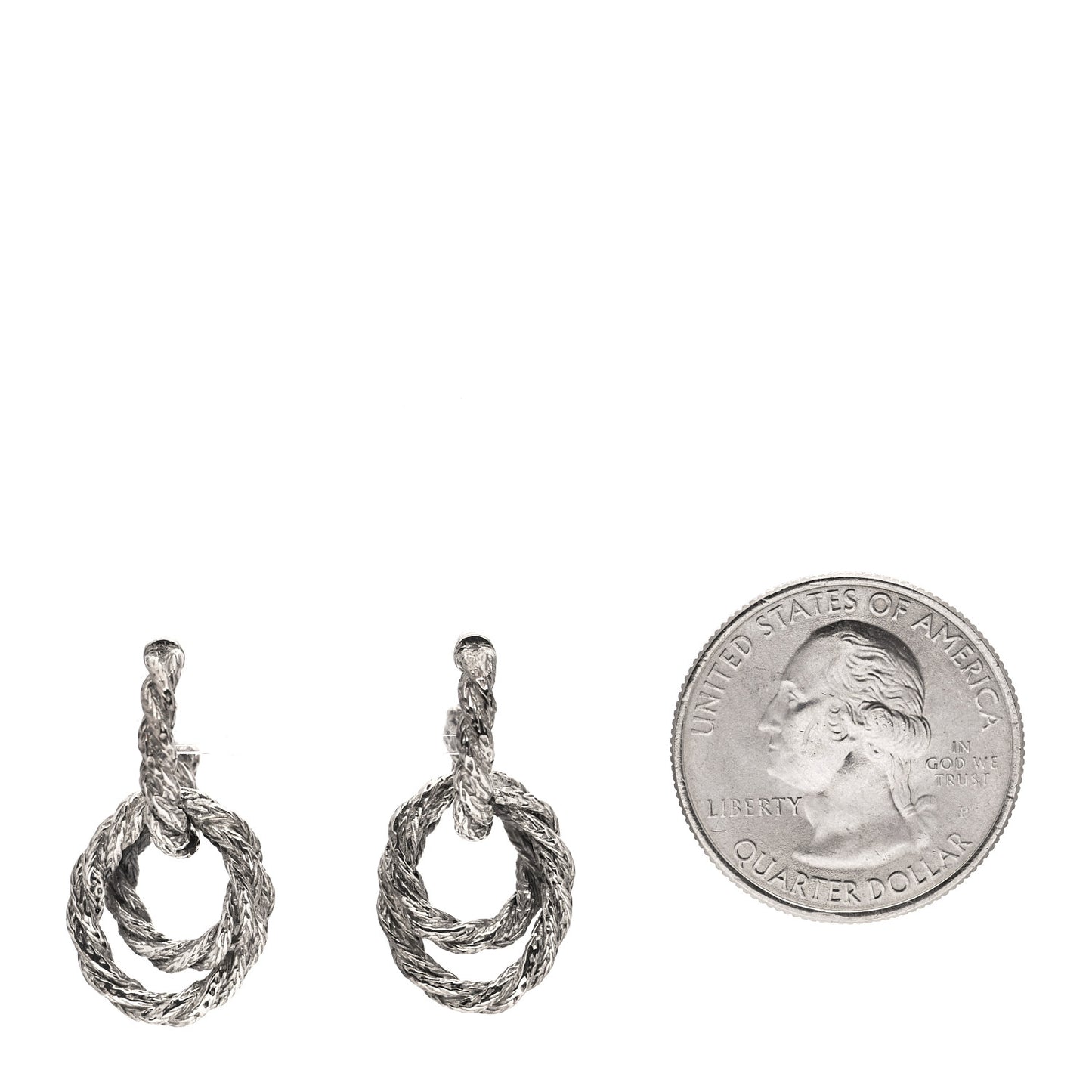 Sterling Silver Small Twist Chain Double Hoop Earrings