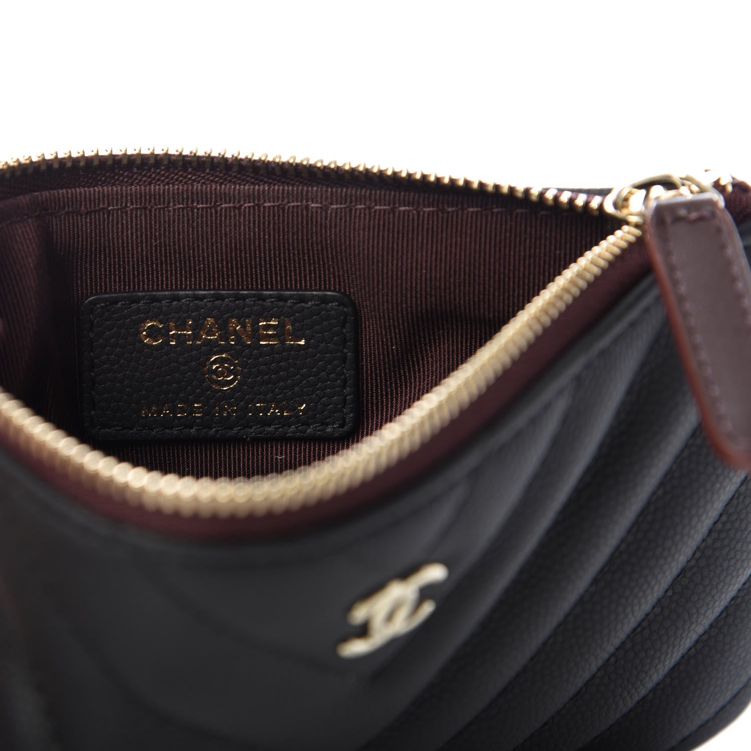 Chanel Caviar Chevron Quilted Small Cosmetic Case Black 6 of 7