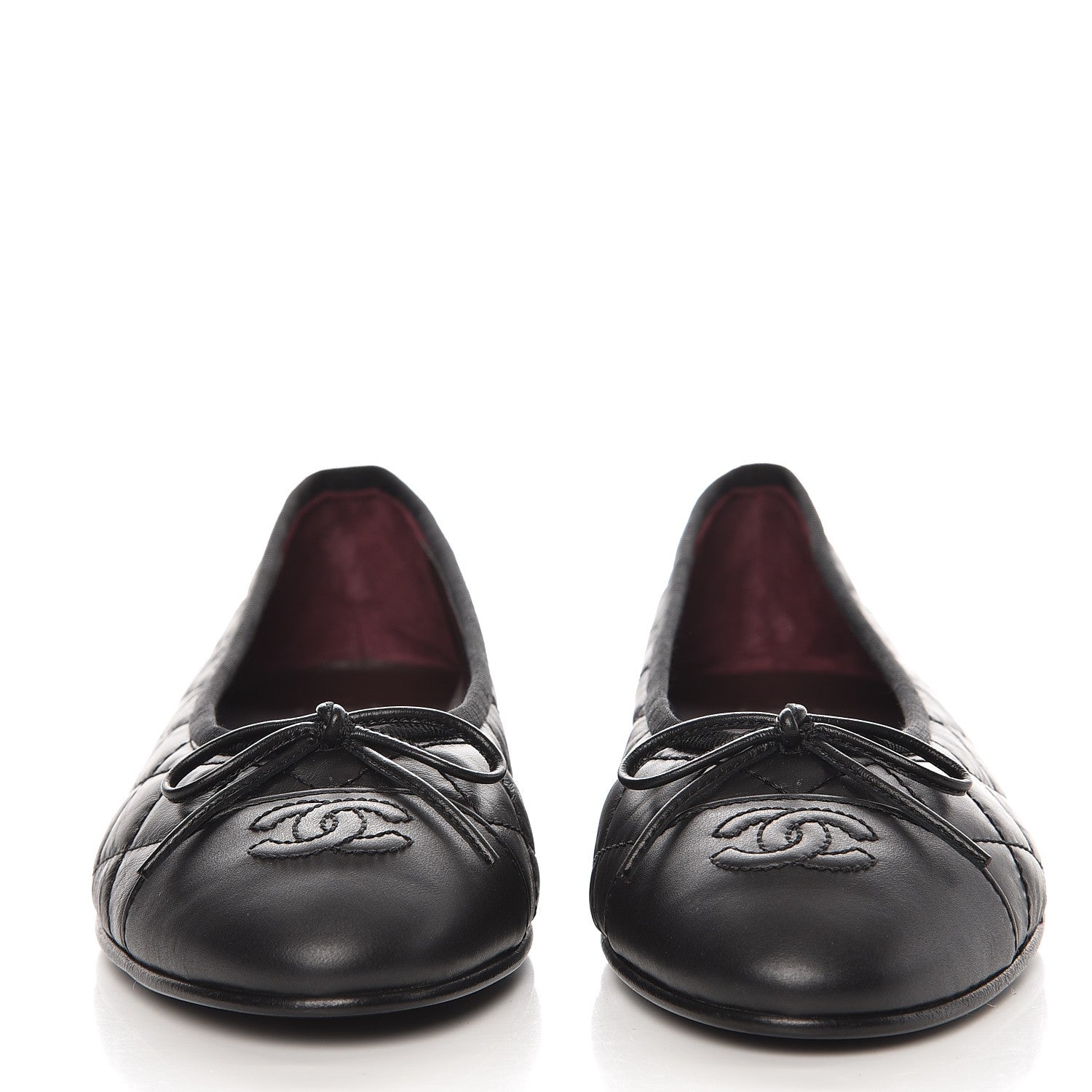 Chanel Aged Calfskin Quilted Cap Toe Ballerina Flats 37.5 Black 2 of 9