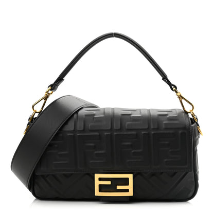 Fendi Nappa FF 1974 Embossed Baguette Black 1 of 10