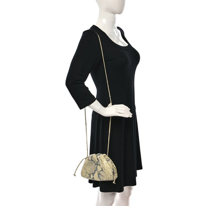 Bottega Veneta Goatskin Python Embossed The Mini Pouch Kiwi Black Silver 2 of 11