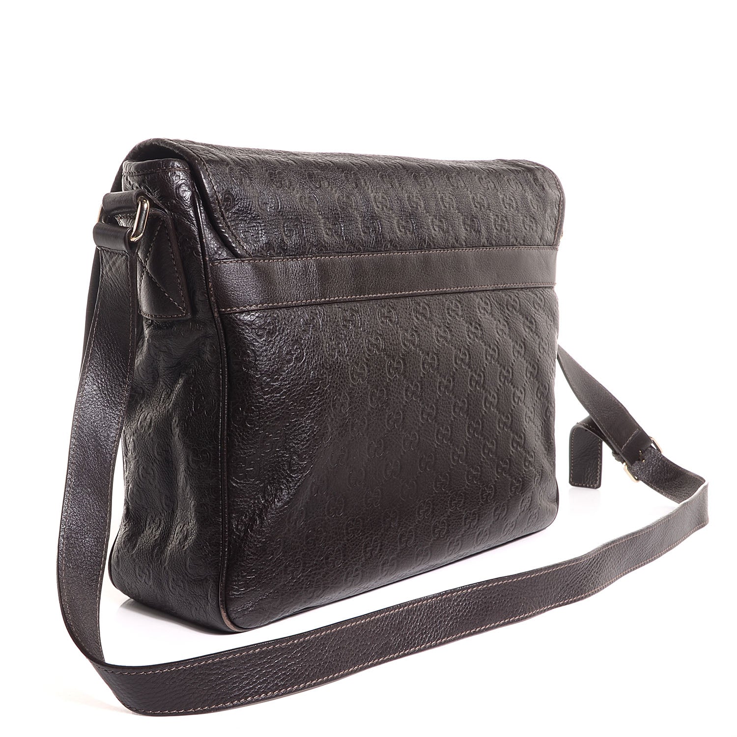 Gucci Guccissima Medium Flap Messenger Bag Chocolate 3 of 9