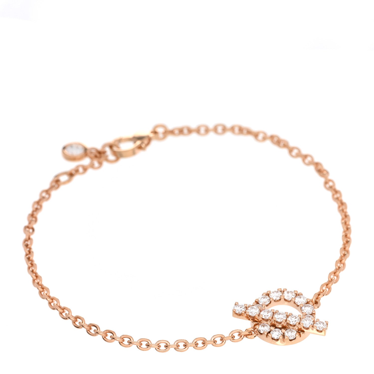 Hermes 18K Rose Gold Diamond Finesse Bracelet SH 1 of 4